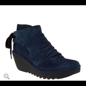 FLY London blue suede booties sz 10